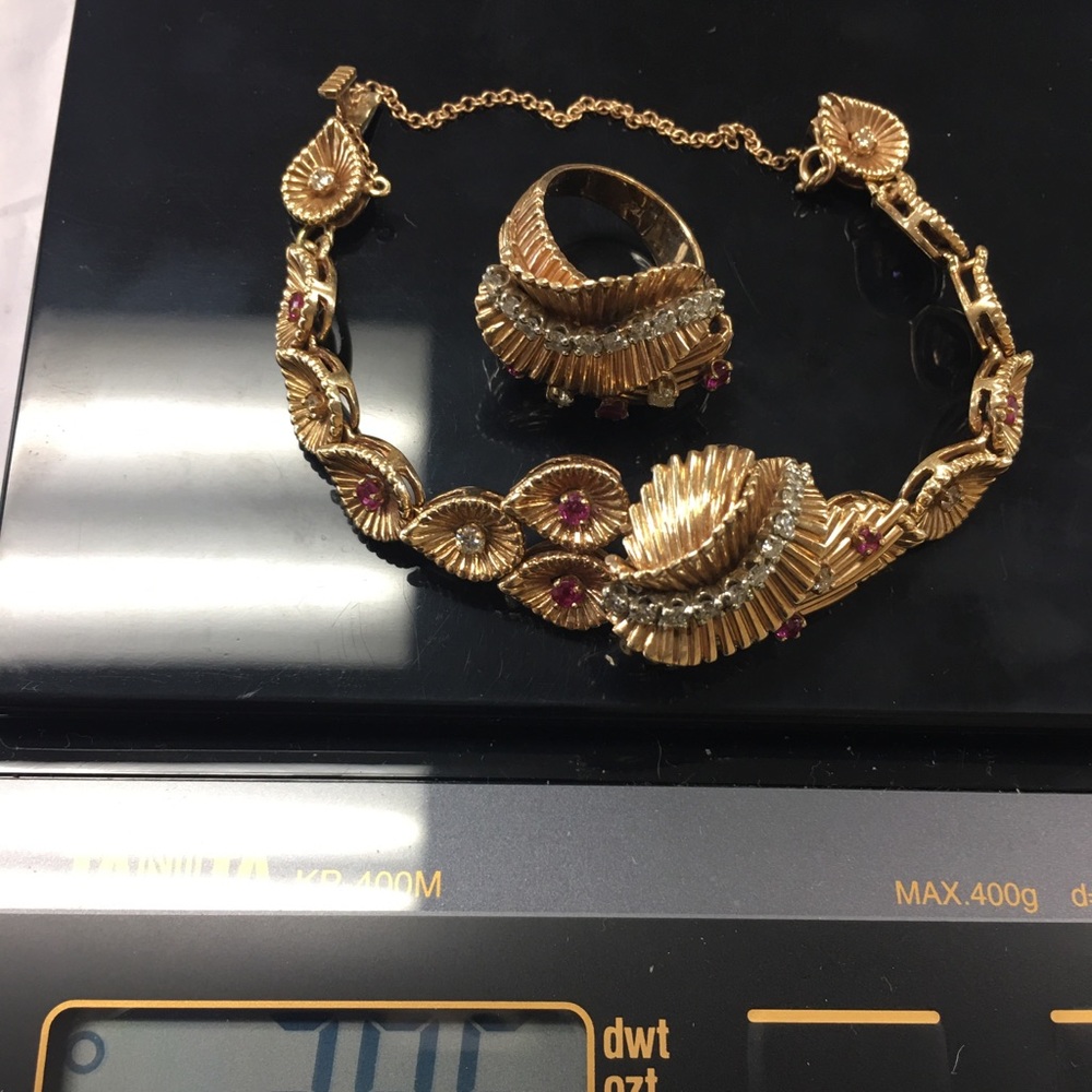 antique 14K yellow gold bracelet and ring - Picture 5 of 5